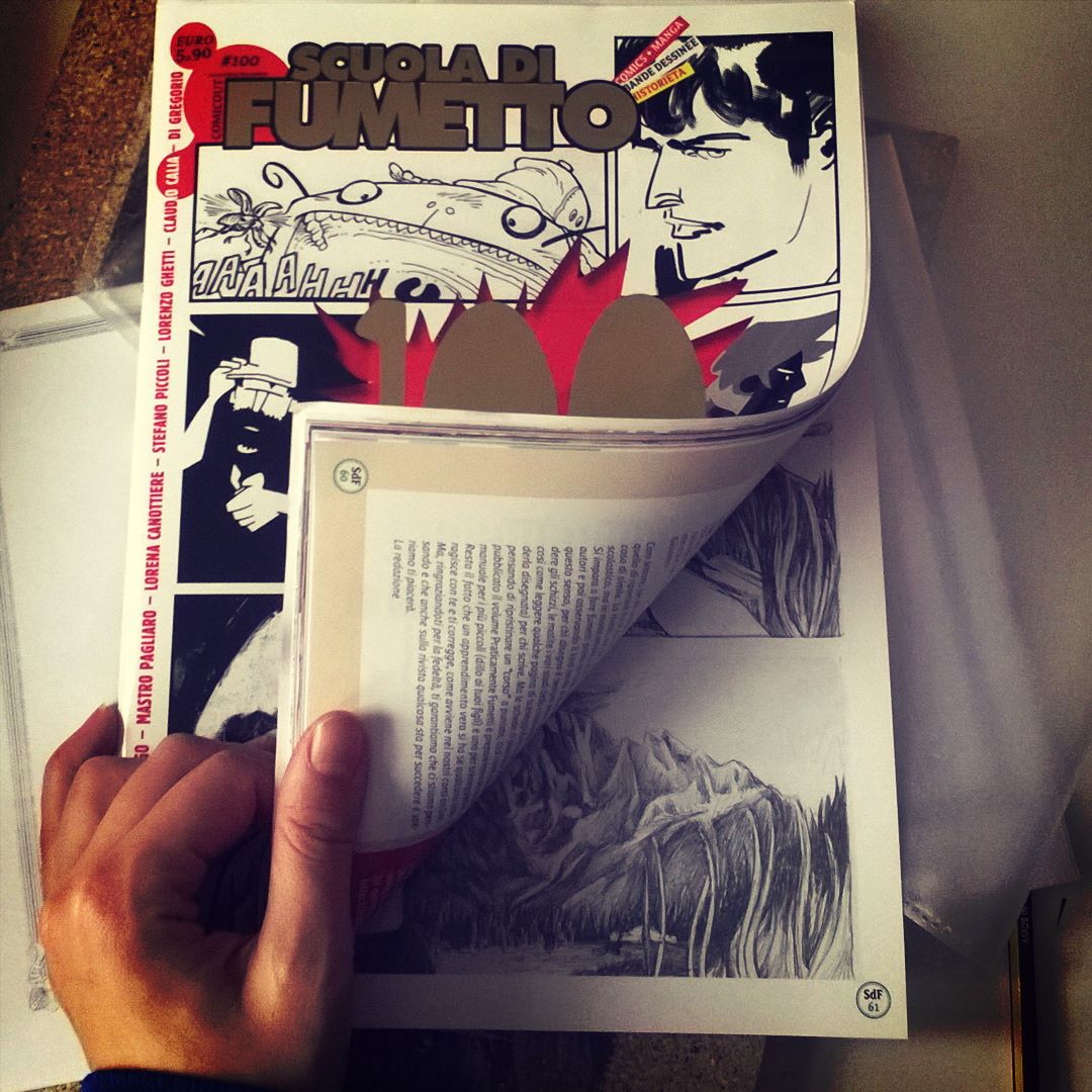 Comprate #scuoladifumetto n*#100 C’è la mia storia di sei pagine sui #pitoti Proprio li, sotto a tutto..mi e’ appena arrivata per posta 💖 #pitoon #trallalaura #drawing #comic #valcamonica