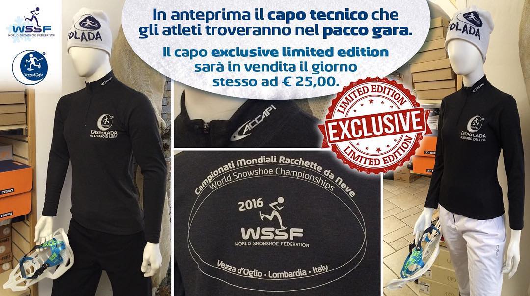 Capo tecnico “Accapi” exclusive limited edition incluso nel pacco gara degli atleti del Campionato Mondiale Racchette da Neve #caspolada #vezzadoglio #worldsnowshoechampionships #altavallecamonica #vallecamonica #provinciadibrescia #lombardia #italia